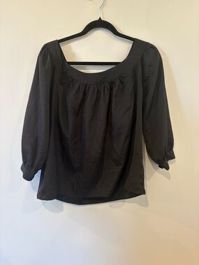 Maeve Black Scoop-Neck Peasant Blouse